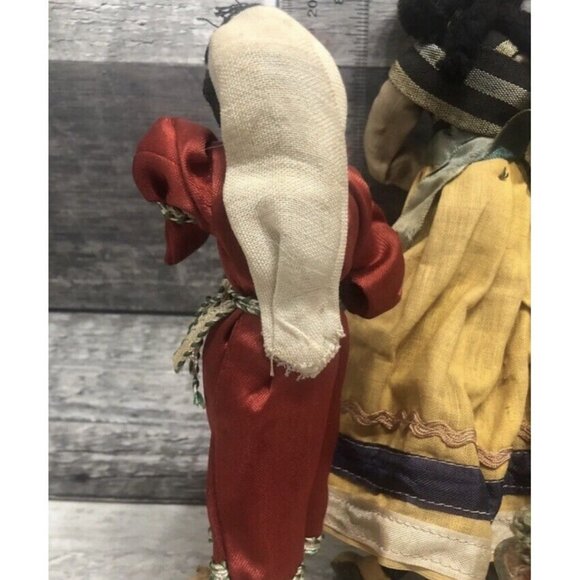 Lot of 5 Vintage Folk Art Wood Cloth Dolls  Old Dress 4-11” (CS4) - Picture 7 of 11